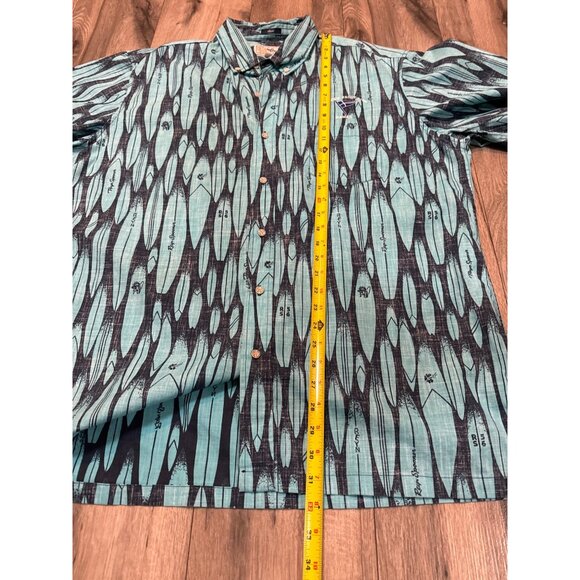 Reyn Spooner Mens Hawaiian Traditional Shirt XL Blue Green Surfboard Print Butto - Picture 6 of 10